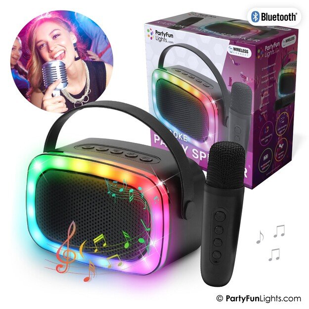 Party Fun Lights - Mini Karaoke Speaker with Wireless Microphone - (605607) 2