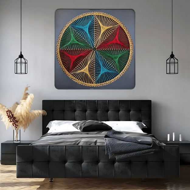 Zestaw Kreatywny Do String Art Przeplatanka Obraz z Nici Ramka 30x30 cm 9