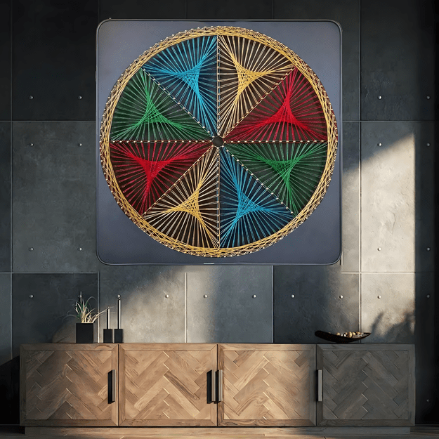 Zestaw Kreatywny Do String Art Przeplatanka Obraz z Nici Ramka 30x30 cm 13