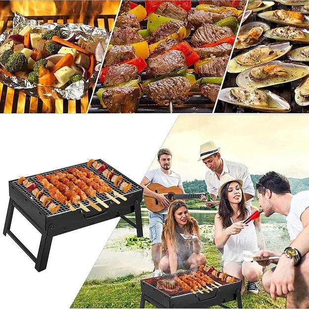 ZESTAW GRILL OGRODOWO TURYSTYCZNY PRZENOŚNY WALIZKA + MATA TEFLONOWA 12x 33