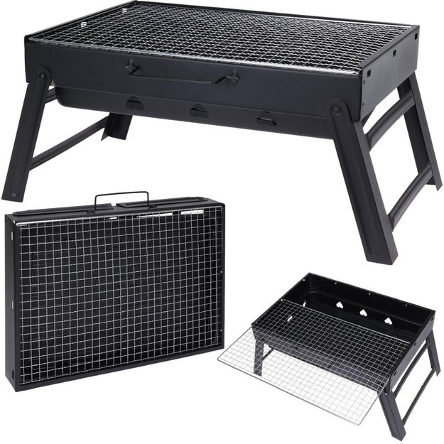 ZESTAW GRILL OGRODOWO TURYSTYCZNY PRZENOŚNY WALIZKA + MATA TEFLONOWA 12x 32