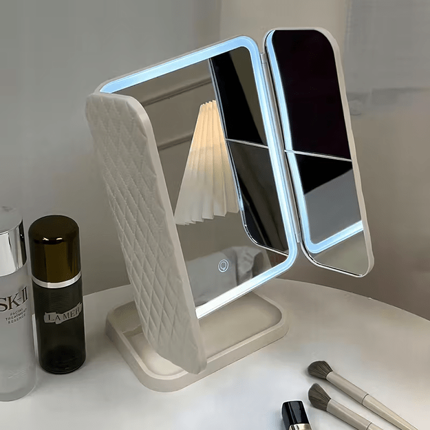 LED apšviečiamas kosmetinis sulankstomas makiažo veidrodėlis x3 23