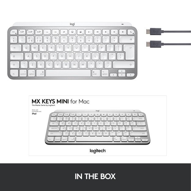Logitech - MX Keys Mini For Mac Minimalist Wireless Illuminated Keyboard - Nordic Layout 5