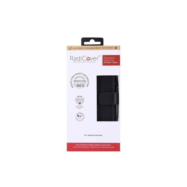RadiCover - Radiationprotected Mobilewallet iPhone - iPhone 13 Mini Flipcover Black 3