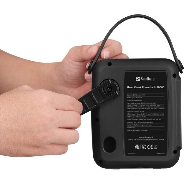 Sandberg - Hand Crank Power Bank 20.000 mAh 3