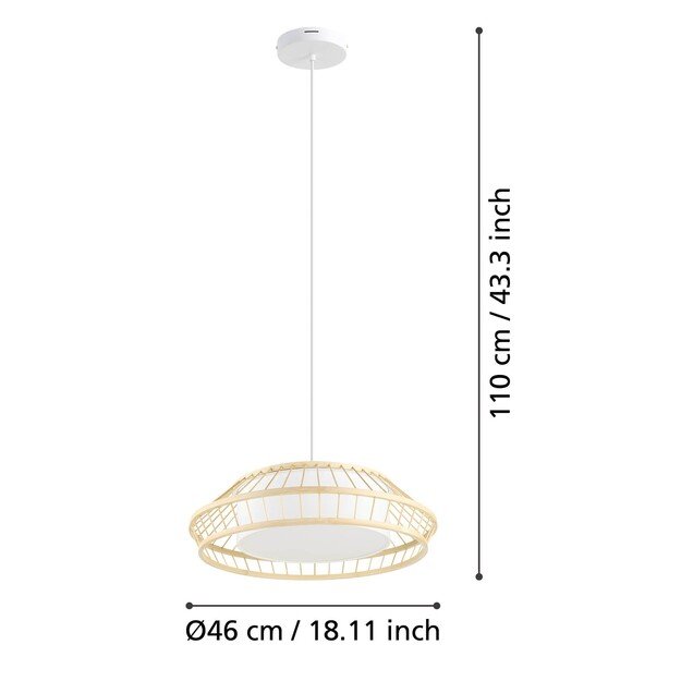 EGLO - Yuku-Z pendant lamp bamboo Ø46 - RGB + TW - Zigbee, Bluetooth 5