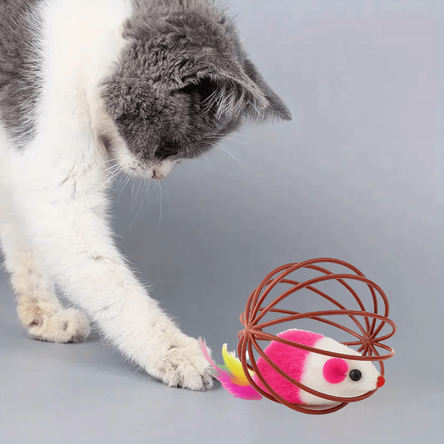 Žaislinis kamuoliukas katei Interaktyvi pelė Piórka Rattle Wire Ball 25