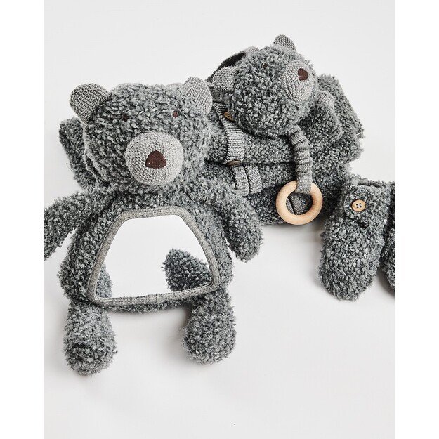Smallstuff - Activity bear w. mirror, wool bouclé, grey - (40048-04) 2