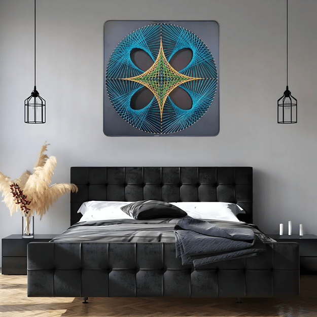 Zestaw Kreatywny Do String Art Przeplatanka Obraz z Nici Ramka 40x40 cm 9