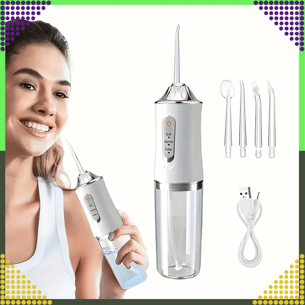 Irygator do Zębów Bezprzewodowy Dentystyczny Mocny 4 Dysze 3 Tryby 220 ml 1