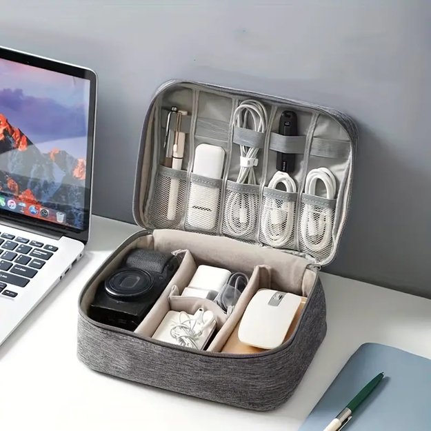 ORGANIZER PODRÓŻNY ETUI TORBA NA KABLE ŁADOWARKI USB AKCESORIA + UCHWYT  25