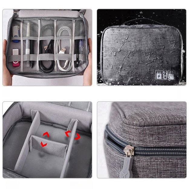 ORGANIZER PODRÓŻNY ETUI TORBA NA KABLE ŁADOWARKI USB AKCESORIA + UCHWYT  20