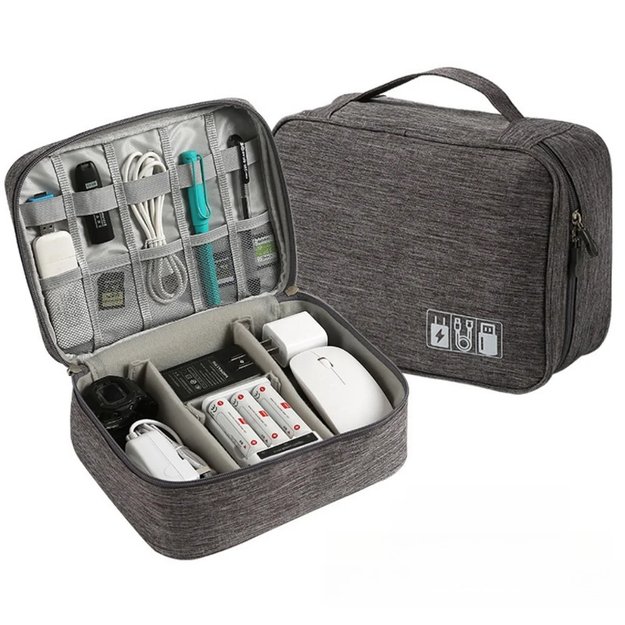 ORGANIZER PODRÓŻNY ETUI TORBA NA KABLE ŁADOWARKI USB AKCESORIA + UCHWYT  14