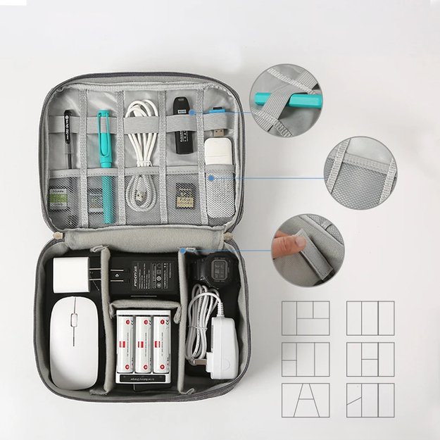 ORGANIZER PODRÓŻNY ETUI TORBA NA KABLE ŁADOWARKI USB AKCESORIA + UCHWYT  21