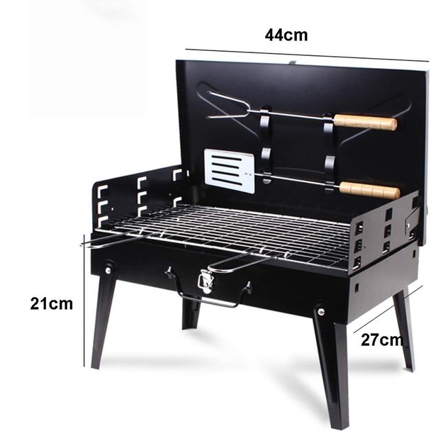 GRILL OGRODOWY TURYSTYCZNY SKŁADANY PRZENOŚNY WALIZKA + SZTUĆCE + 4 x MATA 5