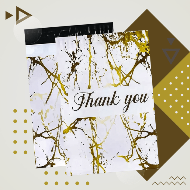 FOLIOPAKI KURIERSKIE MOCNE 255x370 ZŁOTY MARMUR THANK YOU 50szt 22