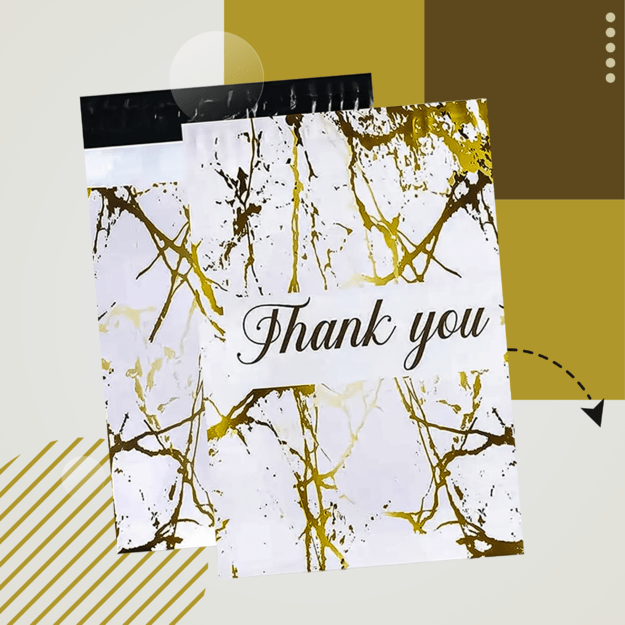 FOLIOPAKI KURIERSKIE MOCNE 255x370 ZŁOTY MARMUR THANK YOU 50szt 20