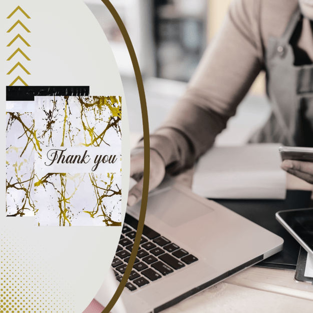 FOLIOPAKI KURIERSKIE MOCNE 255x370 ZŁOTY MARMUR THANK YOU 50szt 28