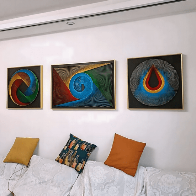 Virvelių meno kūrybinis rinkinys, paveikslų rėmelis iš pintų siūlų, 40x40 cm 12 Virvelių meno kūrybinis rinkinys, paveikslų rėmelis iš pintų siūlų, 40x40 cm 12