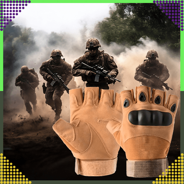 Rękawice Taktyczne Bojowe Survival na Motor Robocze bez Palców Militarne XL  25