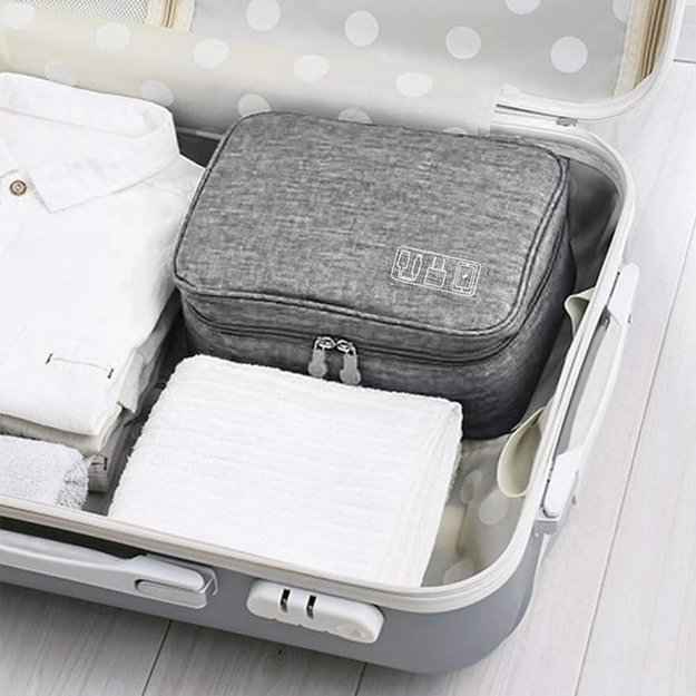 DUŻY ORGANIZER PODRÓŻNY ETUI TORBA NA KABLE ŁADOWARKI USB AKCESORIA UCHWYT  12