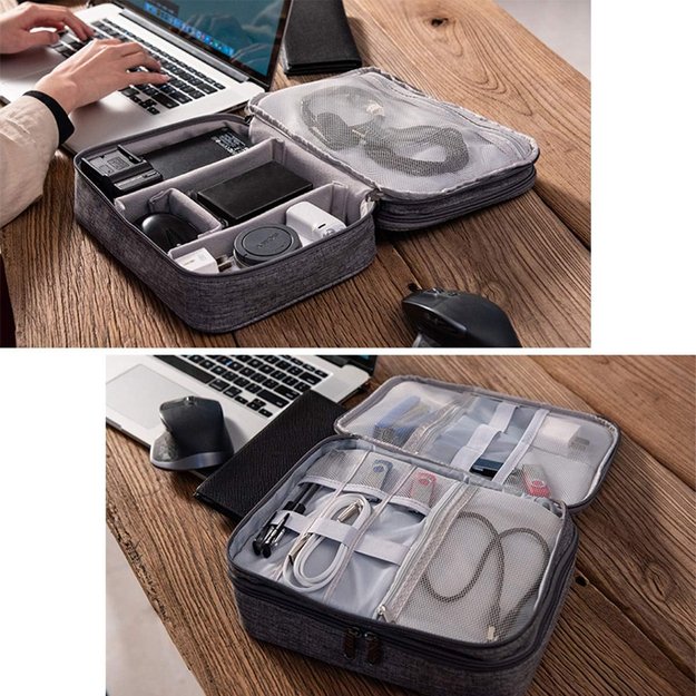 DUŻY ORGANIZER PODRÓŻNY ETUI TORBA NA KABLE ŁADOWARKI USB AKCESORIA UCHWYT  10