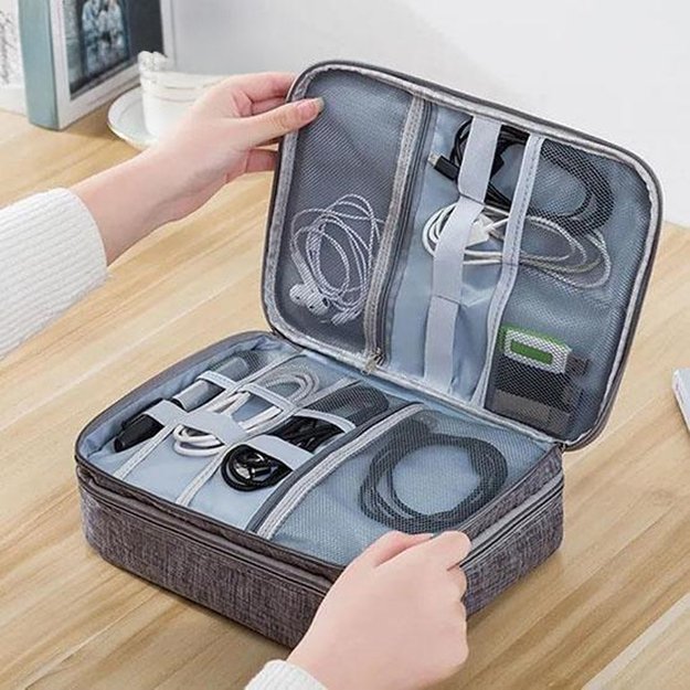 DUŻY ORGANIZER PODRÓŻNY ETUI TORBA NA KABLE ŁADOWARKI USB AKCESORIA UCHWYT  16
