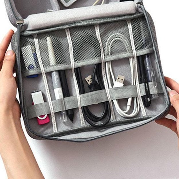 DUŻY ORGANIZER PODRÓŻNY ETUI TORBA NA KABLE ŁADOWARKI USB AKCESORIA UCHWYT  17