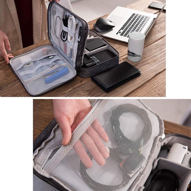 DUŻY ORGANIZER PODRÓŻNY ETUI TORBA NA KABLE ŁADOWARKI USB AKCESORIA UCHWYT  11