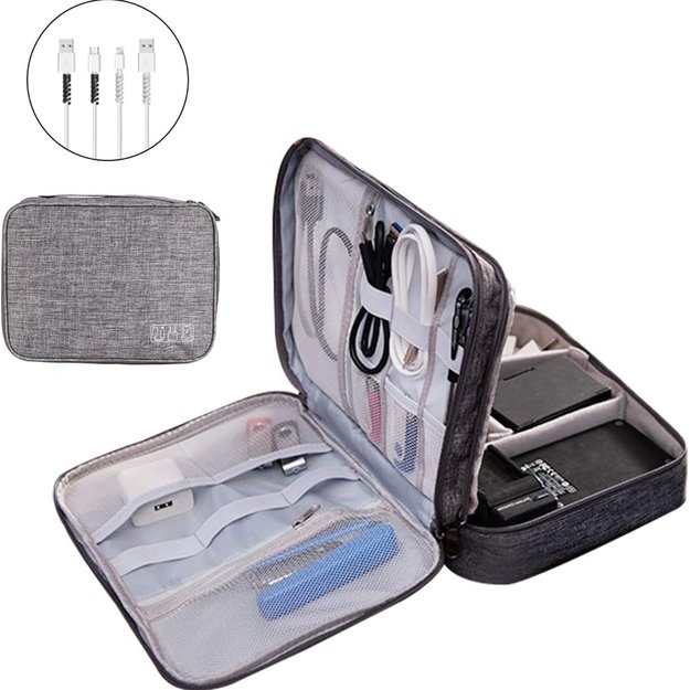 DUŻY ORGANIZER PODRÓŻNY ETUI TORBA NA KABLE ŁADOWARKI USB AKCESORIA UCHWYT  6