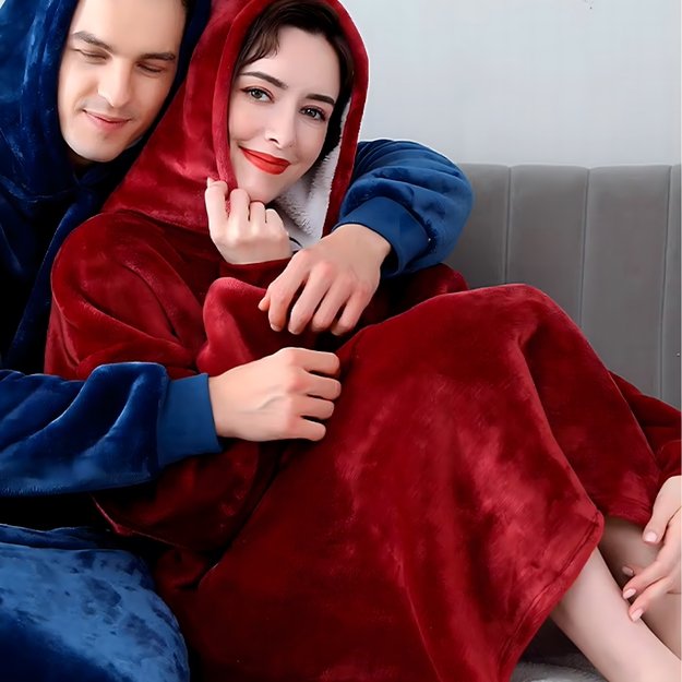 DUŻA BLUZA KOC KOCOBLUZA OVERSIZE GRUBA Z KAPTUREM SZLAFROK DAMSKA MĘSKA 26