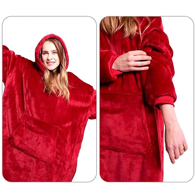 DUŻA BLUZA KOC KOCOBLUZA OVERSIZE GRUBA Z KAPTUREM SZLAFROK DAMSKA MĘSKA 28