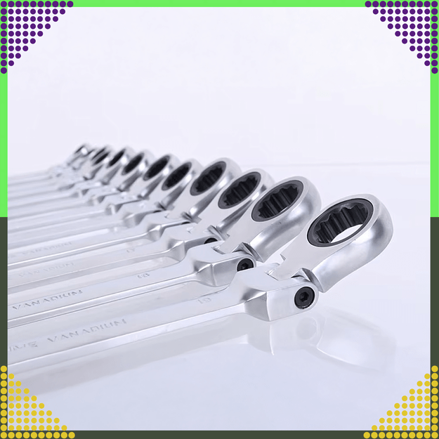 Zestaw Kluczy Płasko Oczkowych z Grzechotką Oczkowe 8-19mm Komplet 12 szt 6