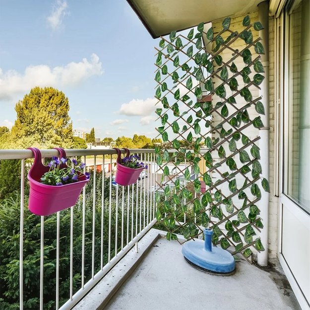 Krata Ażurowa ze Sztucznymi Liśćmi Osłona na Balkon Taras Bluszcz 290x60 cm 28