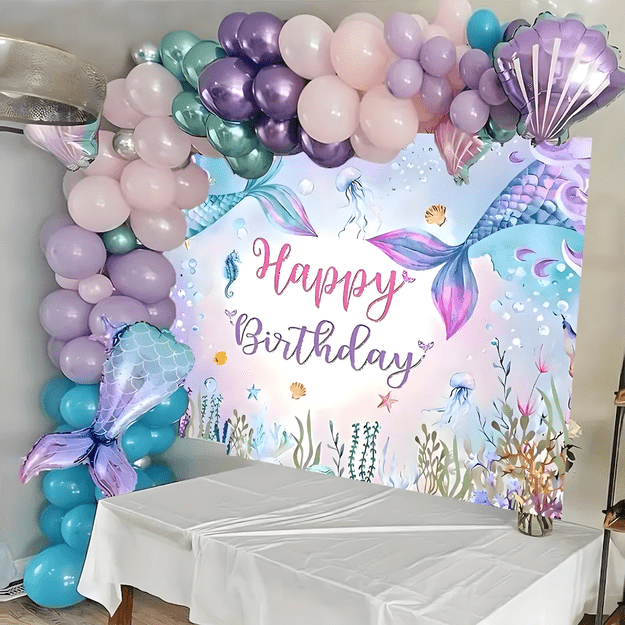 Girlanda Balonowa Balon Zestaw Balonów Łuk Balony Urodzinowe Syrenka 97 ele 6