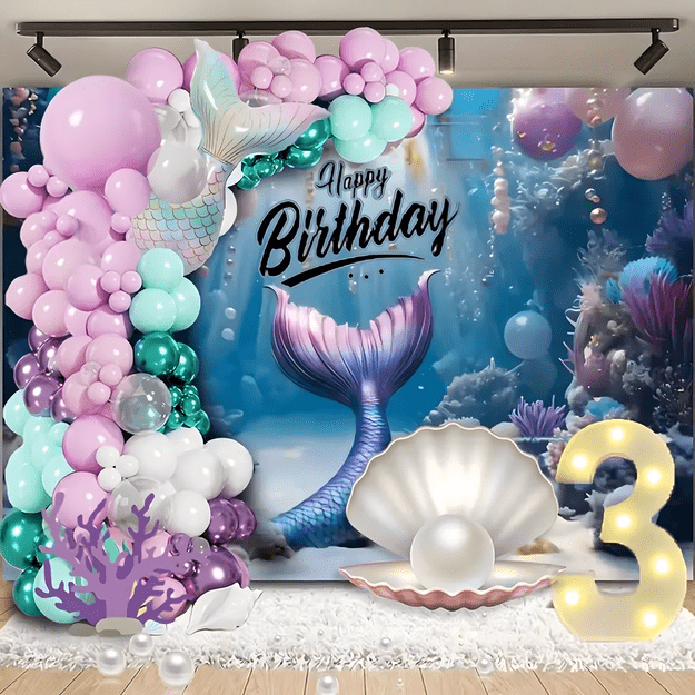 Girlanda Balonowa Balon Zestaw Balonów Łuk Balony Urodzinowe Syrenka 97 ele 7