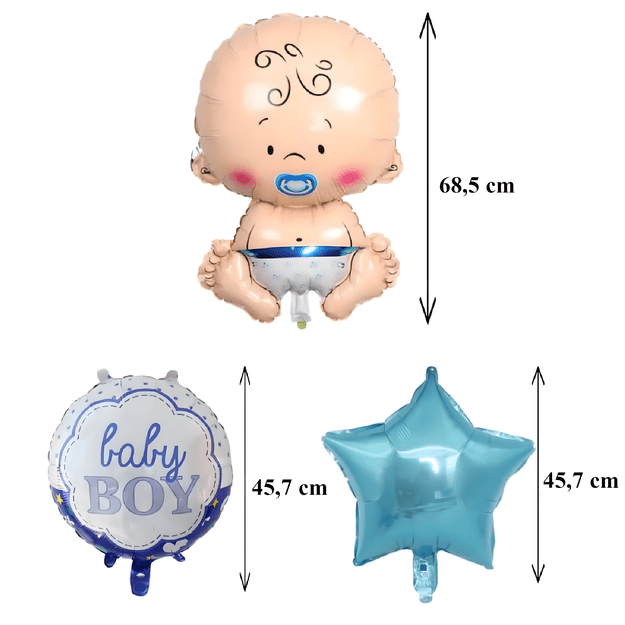 Balony na Baby Shower Bobas Chłopiec Baby Boy Zestaw 5 szt Gwiazdki Balon 12