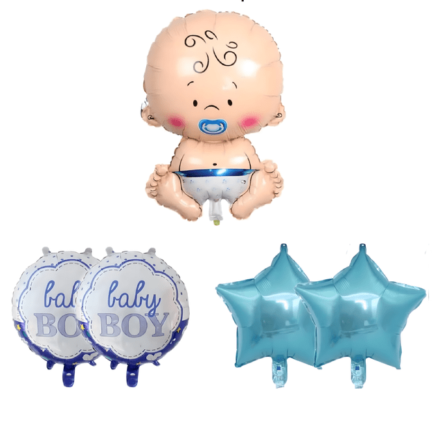 Balony na Baby Shower Bobas Chłopiec Baby Boy Zestaw 5 szt Gwiazdki Balon 8