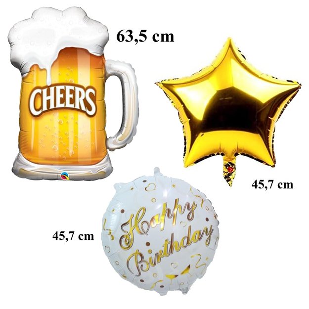 Zestaw Balonów Urodzinowych na Imprezę Kufel Piwa Cheers Urodziny Prezent 6