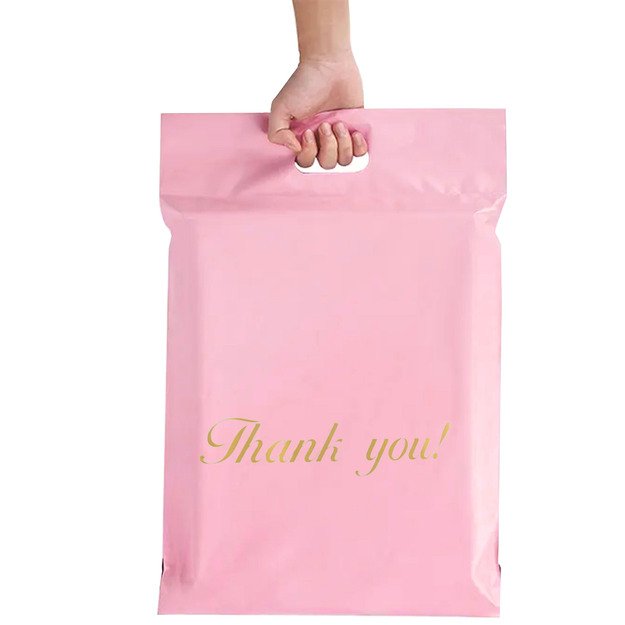 FOLIOPAKI KURIERSKIE RÓŻOWE Z RĄCZKĄ 500x600 + 70 50szt THANK YOU 3