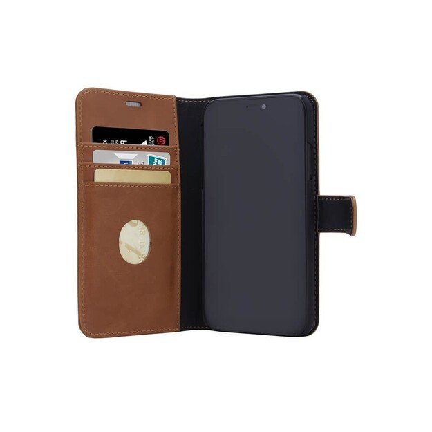 RadiCover - Radiationprotected Mobilewallet Leather iPhone 12 Mini Exclusive 2in1 Magnetcover - Brown 5