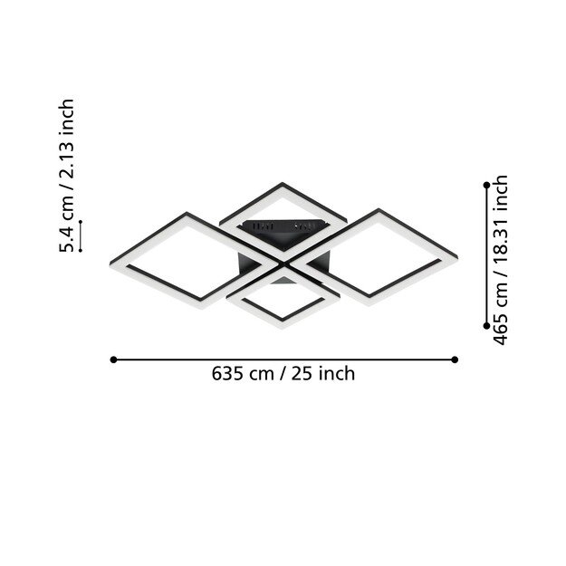 EGLO - Paranday-Z ceiling lamp w/squares black 47x43 - TW - Zigbee, Bluetooth 3