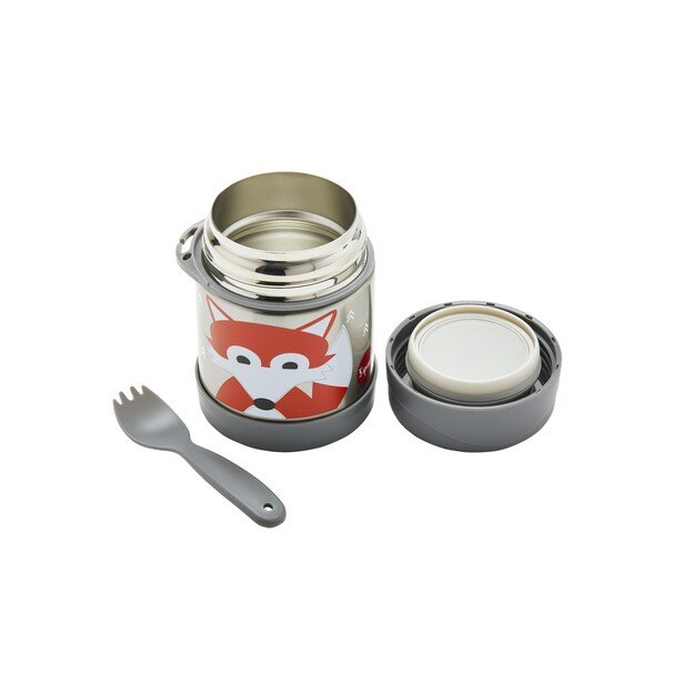 3 Sprouts - Stainless Steel Food Jar and Spork - Gray Fox 1