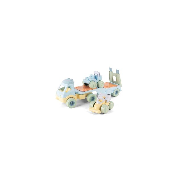Dantoy - Pastel Recycled -  Truck with 2 Cars and Plastic Wheels (2788) 2