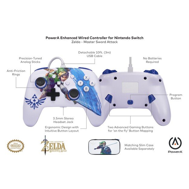 PowerA NSW ENH Wired Controller -  Master Sword Attack /Nintendo Switch 9