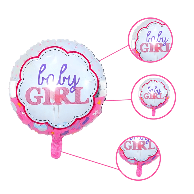 Balony na Baby Shower Bobas Dziewczynka Baby Girl Zestaw 5 szt Gwiazdki  14
