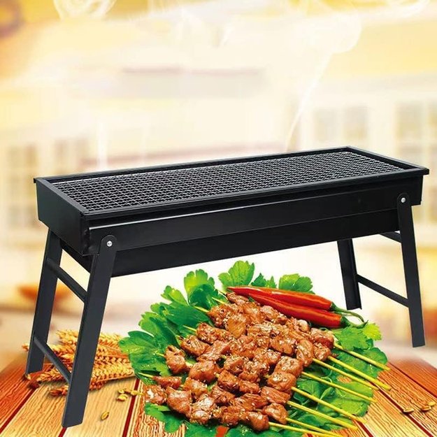 GRILL WĘGLOWY TURYSTYCZNY SKŁADANY PRZENOŚNY OGRODOWY + 4 x MATA TEFLONOWA 27