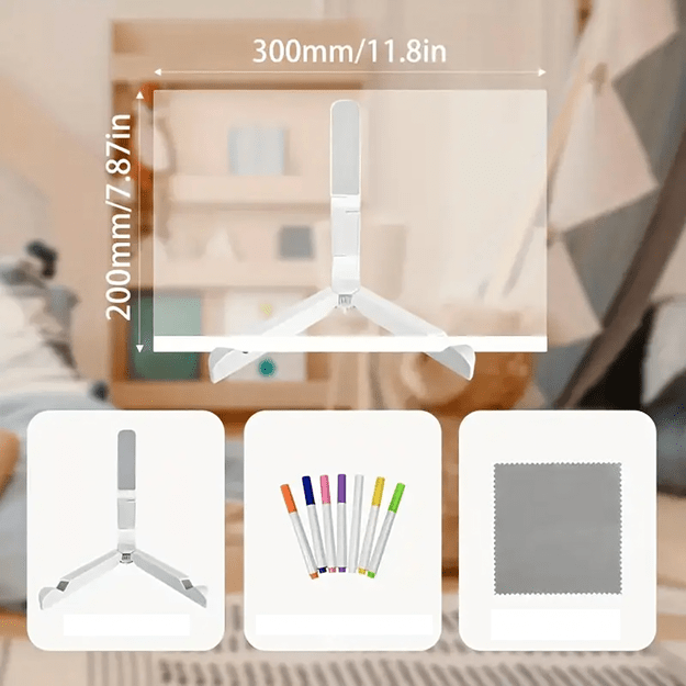 Tablica Led do Rysowania Pisania Podświetlana Pisaki Stojak 30x20cm Zestaw 18