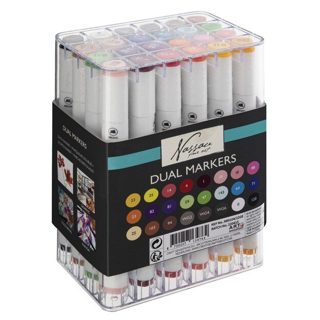 Nassau - Markers Dual Tip 24 pcs  White - (K-AR0104/22GE) 5
