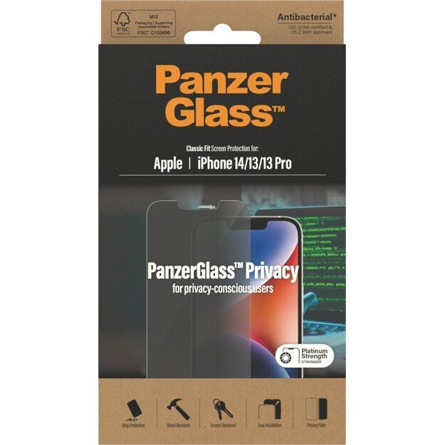 PanzerGlass - Privacy Screen Protector Apple iPhone 14 - 13 - 13 Pro - Classic Fit 1